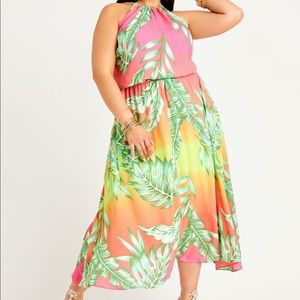 Ashley Stewart tropical print dress Sz 34/36T